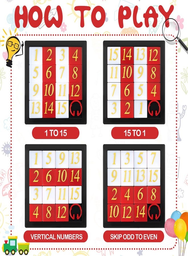 Suilung 12 Pcs Number Slide Puzzles 15 Puzzle Slide Game Brain IQ Educational Teaser Learning Tool Number Learning Educational Toys for Christmas Party Favor, 2.6 x 2.6 Inch - Image 3